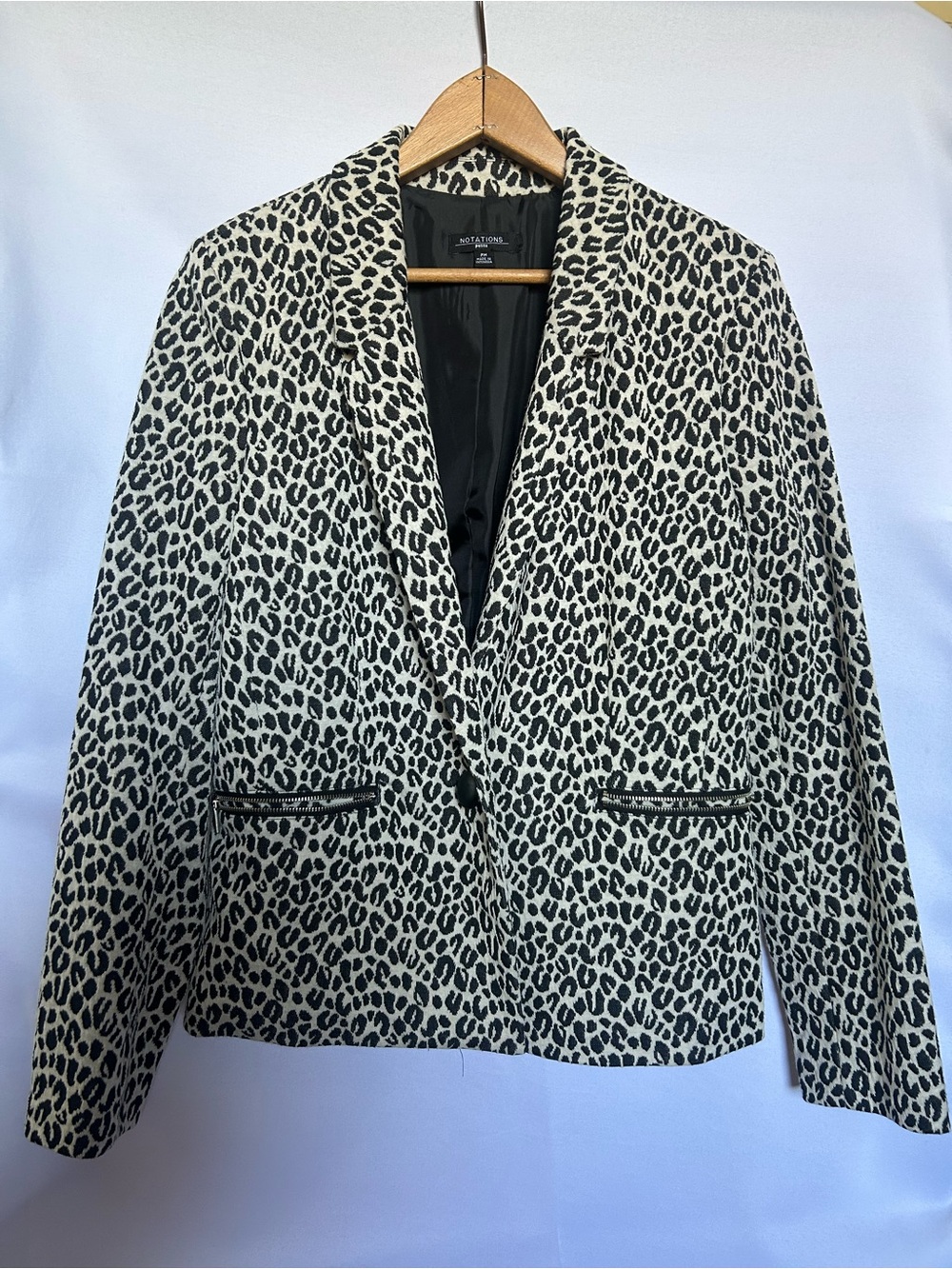 Notations Black and White Leopard Print Blazer Jacket
